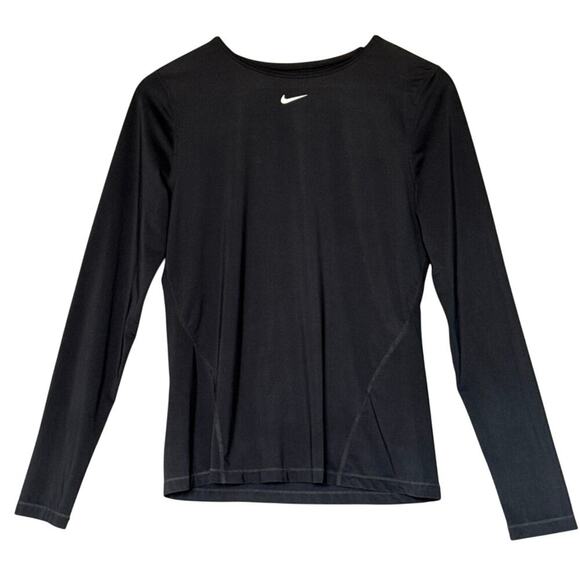 Nike Women's Dri-FIT Long-Sleeve Top in Black Size M Activewear Base Layer - Picture 1 of 5